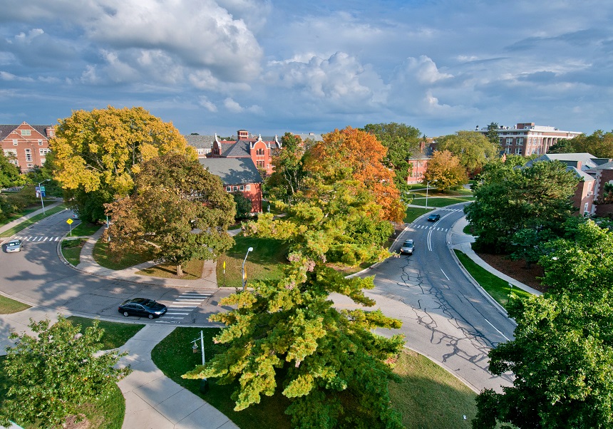 Ariel view of campus.